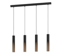 Suspension BARBOTTO GU10 4X4,5W en acier et bois noir et marron 925x60x1100mm
