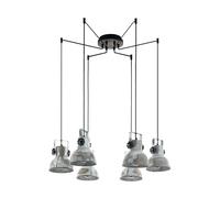 Suspension BARNSTAPLE E27 6X40W en bois et acier marron patiné et noir 0x175x1300mm