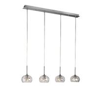 Suspension barre 4 lumières - Glinka - Verre et métal - Longueur 85cm - Style contemporain - IP20