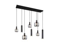 Suspension barre noire verre 8 lumières Mataro Trio