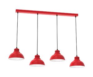Suspension barre rouge mat 105 cm 4xE27 Sven Luminex