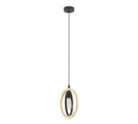 Eglo Suspension Basildon – 1 flamme style industriel acier et bois – Noir