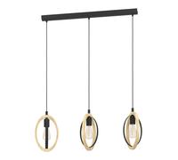 Suspension BASILDON E27 3X40W en acier et bois noir et marron 780x160x1100mm