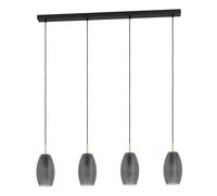 Suspension BATISTA E27 4X40W en acier noir et laiton brossé 945x120x1100mm