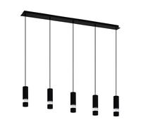 Suspension BERNABETA GU10 5X4,6W en acier noir 1165x95x1500mm