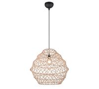 Suspension boh?me beige et noire avec grand abat-jour en fibre de chanvre 1xE27 HIVE RL