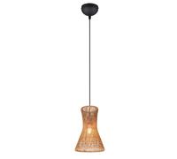 Suspension boh?me beige et noire en papier tressé 1xE27 10W BIJOU RL
