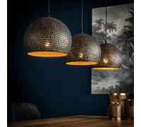 Suspension boule en métal perforé 3 lampes KATE