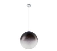 Suspension boule en verre fumé, suspension boule en verre, nickel mat, douille E27, DxH 33x120 cm