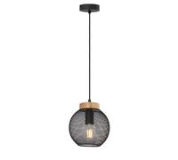Suspension Boule Grille Métallique Suspension Accent Bois Salle à Manger Abat-jour Grille Rétro, Douille E27, DxH 20x120 cm