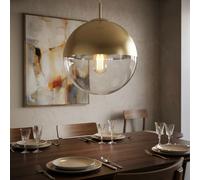 Suspension Boule Lampe de plafond Salle de séjour Verre Suspension d'or en kit, ampoules LED incluses