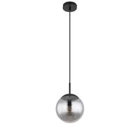 Suspension boule noire suspension table à manger verre fumé suspension verre rétro, réglable en hauteur, effet étoile, 1x douille E27, DxH 20x120 cm
