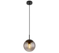 Suspension boule noire suspension table à manger verre fumé suspension verre rétro, réglable en hauteur, effet étoile, 1x douille E27, DxH 20x120 cm