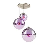 Suspension boules de verre suspension lampe boule lampe de salle à manger suspendue, chrome clair, télécommande dimmable, 3x LED RGB 4,8W 470Lm blanc chaud, DxH 51x120 cm