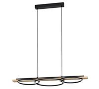 Suspension BOYAL LED 2X12,5W en acier et bois noir et marron 1010x400x1100mm