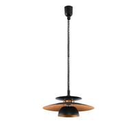 Eglo Suspension Brenda, lampe suspendue 1 flamme, luminaire suspendu en | métal et plastique, lampe de table à manger noir cuivre, lampe de salon suspendue avec douille E27, Ø 43 cm