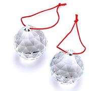 Suspension BTSKY à 2 boules en cristal transparent prismatiques de 50 mm avec boîte cadeau pour décoration d'intérieur, mariage, feng shui
