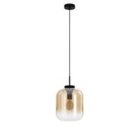Suspension BULCIAGO en verre ambré et métal noir 1xE27