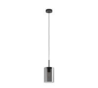 Eglo Suspension Cadaques 1, lampe suspendue 1 flamme, élégante, suspension en acier argenté et verre fumé, lampe de salle à manger, lampe de salon suspendue avec douille E27