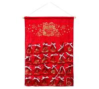 Feeric Lights & Christmas – Calendrier de l'Avent Vintage – 65 cm Rouge Polyester – 24 pochons