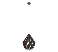 Suspension CARLTON 1 E27 1X60W en acier noir et cuivre D385mm