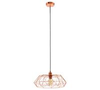 Eglo Suspension Carlton 2, lampe suspendue vintage 1 flamme, luminaire rétro en acier, couleur cuivre, douille E27