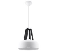 Suspension CASCO blanc noir bois Ø30 E27 Sollux dimmable