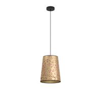 EGLO Suspension Castuera, lampe suspendue 1 flamme pour table à manger | lampe de salle à manger en métal noir et papier doré avec motifs de roses, suspension avec douille E27, Ø 30 cm