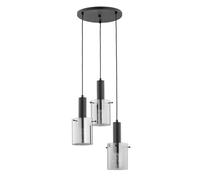 Suspension Celia ronde triple métal 3xE27 noir Ø38 Alfa