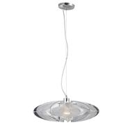 Suspension chromée, lampe suspendue, lampe de salle à manger, lampe de salon, plafonnier rond, soie, métal, plastique, 1x E27, PxH 50x150 cm