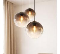 Suspension chromée pour le plafond, lampe sphérique en verre pour le salon, ampoules LED incluses.