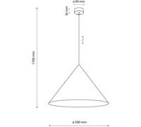 Suspension Cono, à 1 lampe, Ø 50 cm, menthe, E27 Cono TK Lighting, dimmable, vert, Salon / Salle à manger, Métal, Moderne