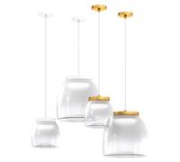 Suspension contemporaine en forme de tambour, métal doré, verre, 1 lumière LED, 16W, lumière chaude