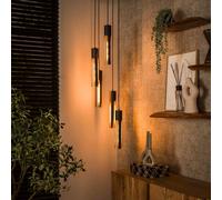 Suspension contemporaine en métal tube 5 lampes AMBRE