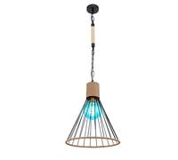 Suspension corde de chanvre suspension chaîne salle à manger suspension en design cage, noir, télécommande dimmable, RGB LED 8,5W 806Lm blanc chaud, DxH 35x140 cm