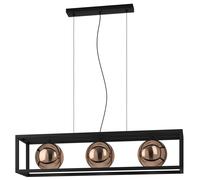 Suspension CORDOBA E27 3X40W en acier noir 1100x250x1500mm