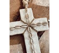 Suspension croix en nacre et coquillages