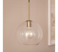LEDKIA LIGHTING - Suspension Crystal Ona | Abat-jour Sphérique en Verre Transparent | Support Métallique Doré | Compatible Ampoule E27 Non Incluse | Pour Intérieur Moderne