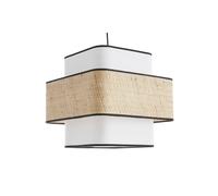 Suspension cube en tissu lin blanc et rabane naturelle L35 cm TERA