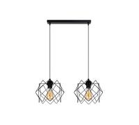 Suspension Cuisine Fil Métal Noir 2-Flamme E27 Lampe Suspendue Table À Manger