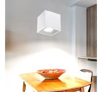 Suspension cylindre plafonnier suspension lampes de salle à manger modernes, aluminium blanc, 1x GU10, LxH 10x80 cm, salon