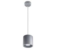 Suspension Cylindre Table à manger Plafonniers modernes Suspensions Salon, aluminium gris, 1x GU10, DxH 10x80 cm, Salle à manger