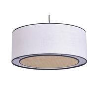 Suspension cylindrique en lin blanc et rabane naturelle D50 cm TRAVES