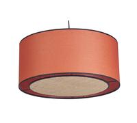 Suspension cylindrique en lin brique et rabane naturelle D50 cm TRAVES