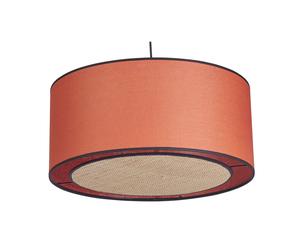 Suspension cylindrique en lin brique et rabane naturelle D50 cm TRAVES