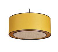 Suspension cylindrique en lin jaune moutarde et rabane naturelle D50 cm TRAVES
