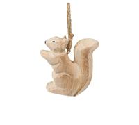 Suspension de Noël écureuil en bois de paulownia 8x7.2x2.5cm Beige