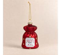 Suspension de Noël sac cadeau en verre bicolore 5.1x9.7x6.5cm Blanc