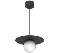 Suspension décorative noire et blanche en métal, boule 1x E27 15W, collection Flat