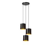 Suspension décorative noire et dorée 3xE27 ALMELO en métal ajouré Lucide